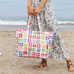 Beach Tote Bag Women Foldable Travel Bag with Anti-Sand Pocket Lightweight Storage Bag for Gym/Shopping Packable in Carry-On