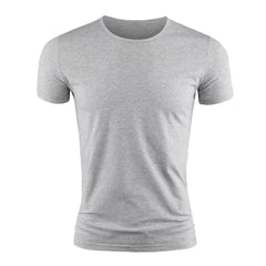 New Men's Short Sleeve T-Shirt Basic Plain Casual Gym Muscle Crew Neck T-Shirts Slim Fit Tops Tee Summer Man Clothing