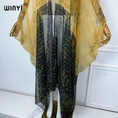 2023 WINYI Europe kimono Women Cardigan stitch kaftan Cocktail sexcy Boho Beach Cover up caftan African Holiday long Sleeve Robe