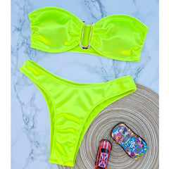 12 Color 2024 New Sexy Bandeau Bikini Women Swimwear Female Swimsuit Two-pieces Bikini Set Padded Bather Bathing Suit Swim