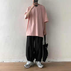 2024 Summer Short Sleeve T Shirts Solid Color T-shirt O Neck Casual Loose T Shirt Base Top Tee Oversize Students Street T-shirt