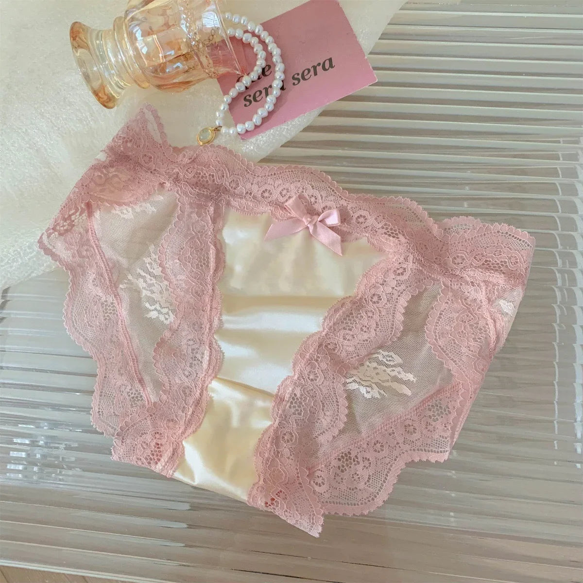 Women Sexy Lace Panties Underwear Satin Mesh Low Rise Hollow Briefs Thong