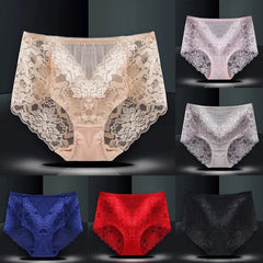 Women's Underwear Plus Size Floral Lace Panties High Waist Ladies Briefs Sexy Lingerie Female Pantys Seamless Underpant Intimate