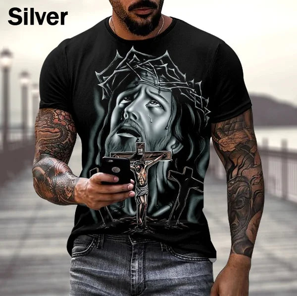 Men Women Christian Fashion 3D T Shirt Harajuku Jesus Cross Short Sleeve Streetwear Personality Tee