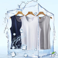 Men Ice Silk Tank Tops Underwear Undershirt Mesh Quick-drying Bodybuilding Vest Gym Sports Fitness Sleeveless Breathable Singlet