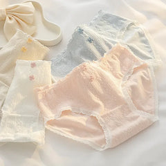 Women's Underwear Cute Girls' Comfort Briefs Middle Waist Seamless Underpants Fashion Flower Panties Female Lingerie