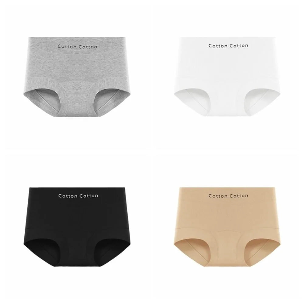 3Pcs Fashion Comfortable Simple Briefs Mid Waist Panties Seamless Underwear Cotton Crotch Underwear for Women Girl