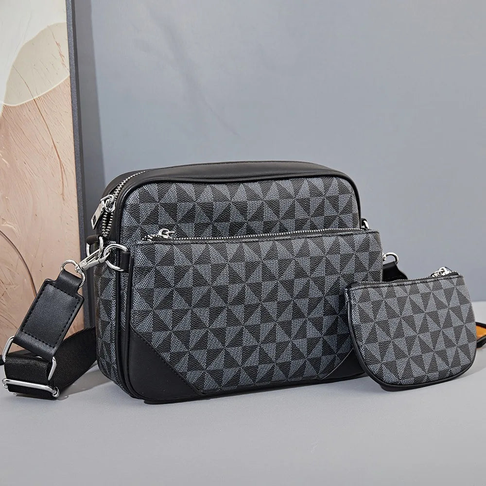 Printed Shoulder Bags For Men Multiple Accessories Leather  Men's Handbags Chain Hand Bag Man Bags Shoulder Crossbody