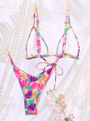 Miyouj Triangle Bikini Set Print Swimsuit Sexy Swimwear Women Swimsuit Bandage Beachwear Mujer Biquini String Swimsuits