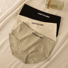 Women's Cotton Underwear Breathable Comfort Antiviral Gusset Letter Print Briefs Panties