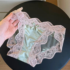 Women Sexy Lace Panties Underwear Satin Mesh Low Rise Hollow Briefs Thong