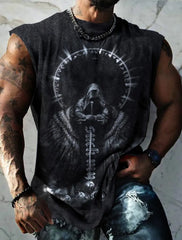 Four Seasons New Mens Fitness Clothing Simple Breathable Street Sleeveless Undershirt Gym Giant Spirit Print Fast Drying Clothes