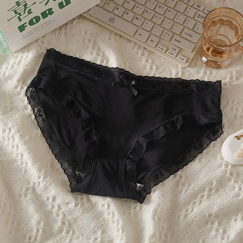 Women Low Waist Panties Panties Sexy Lingerie Lace Quick Drying Briefs Female Seamless Underwear Solid Color Underpants