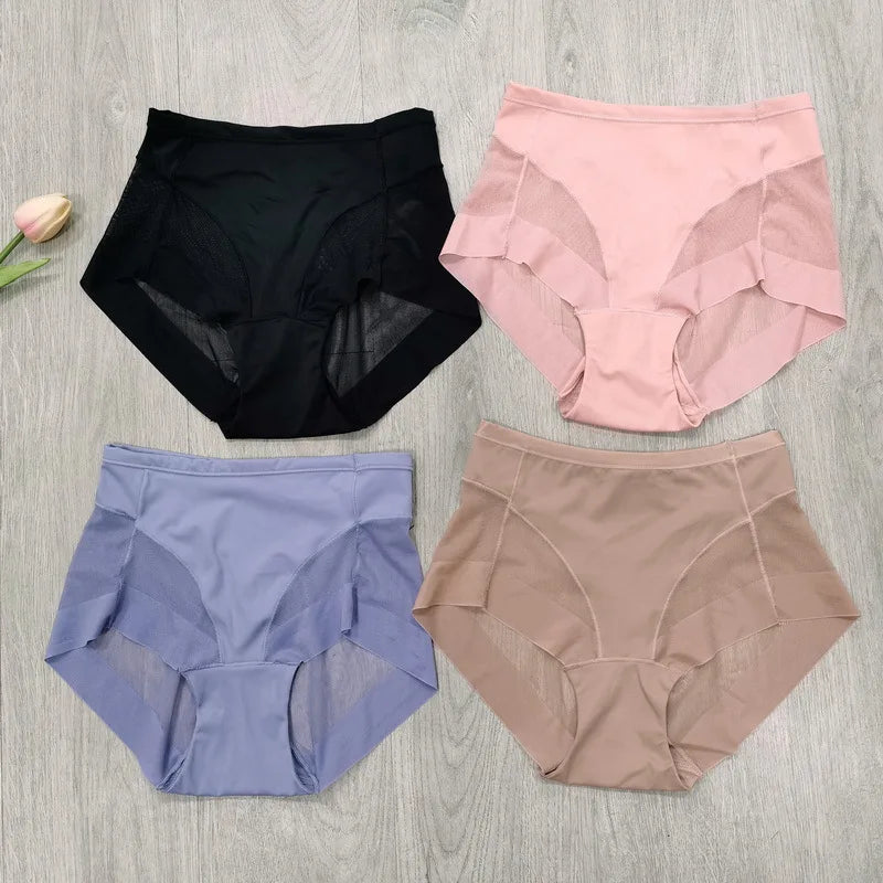 2/3/4pcs Sexy Mid Rise Oversized Underwear for Women with A Tight Waistband and Lifting Buttocks Transparent Cosy Elastic Briefs