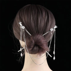 Headwear For Men For Women Fan Flower Hair Clip Hair Fork Hair Accessories Double Tassel Hair Stick Chinese Style Hairpins