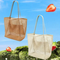 Women Swimming Beach Mesh Bag Ladies Shoulder Bag Large-capacity Travel Portable Storage Bag Multifunction Handbag for Swimwear