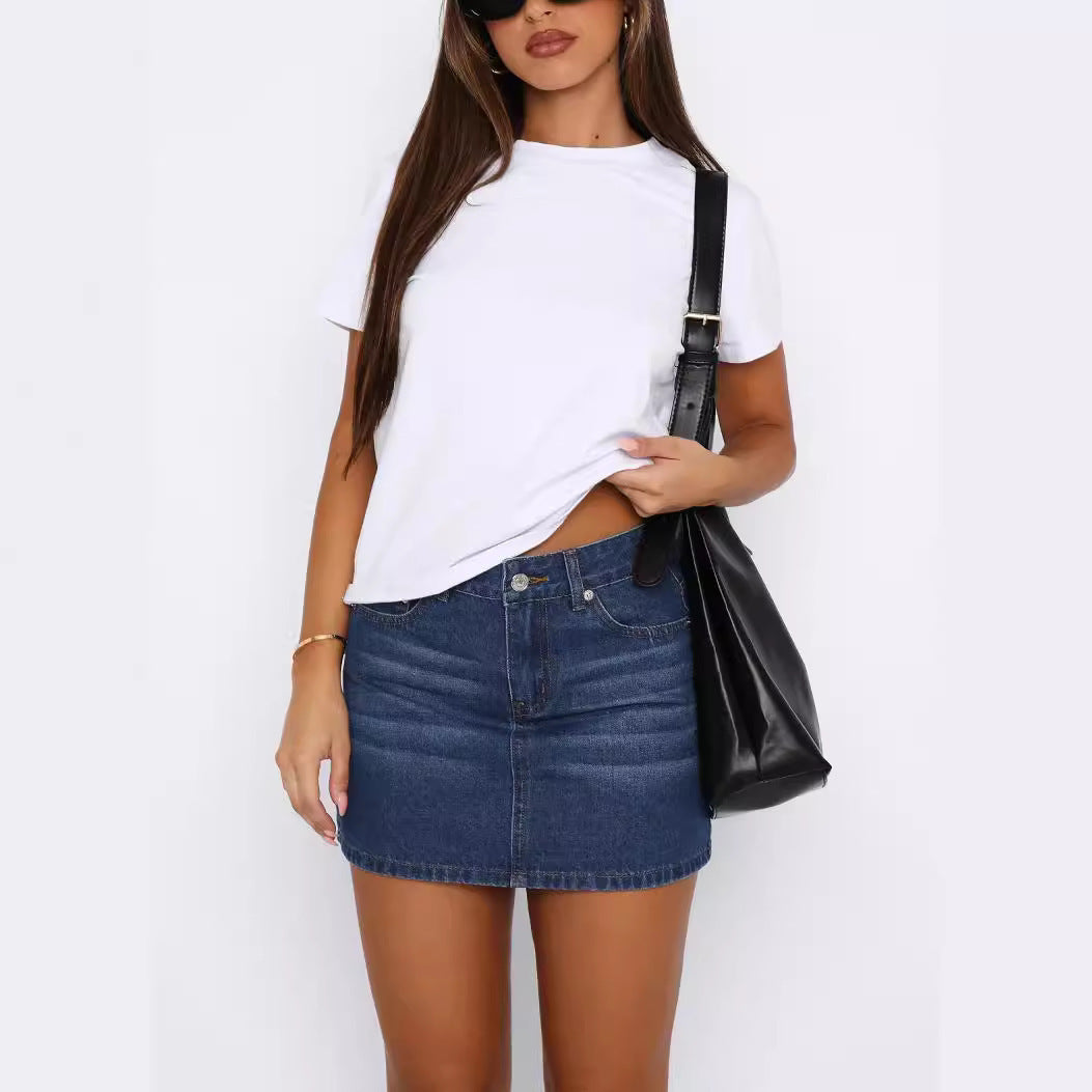 Retro Casual Slim Stretch Women Denim Skirt - kinko