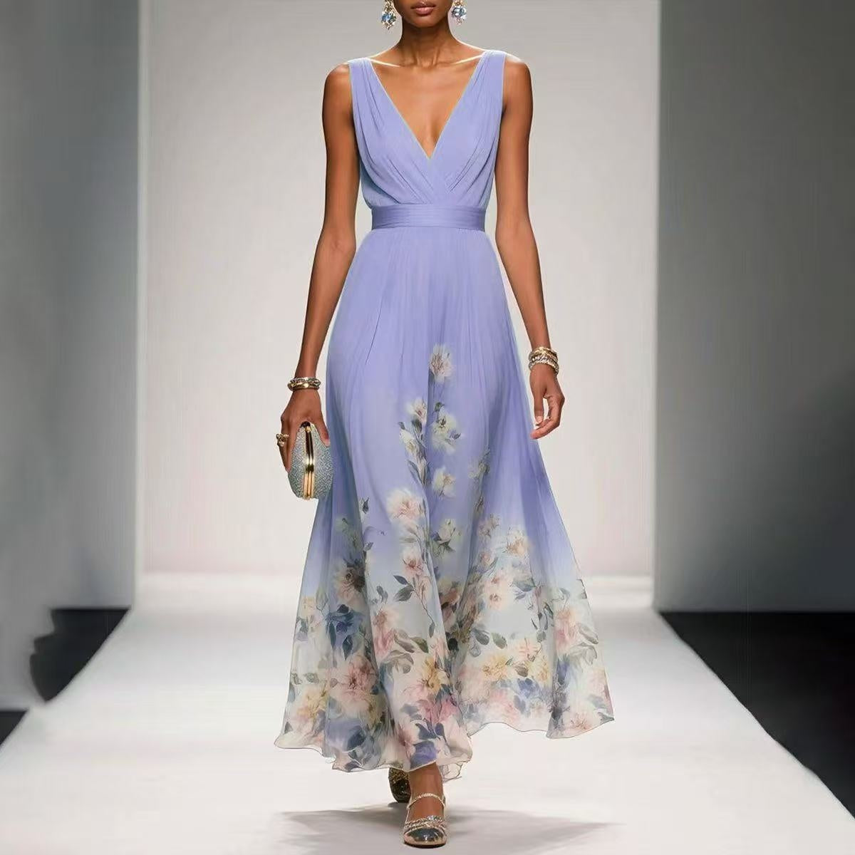 Evening Gown Elegant V-neck Cross-border Dress - kinko