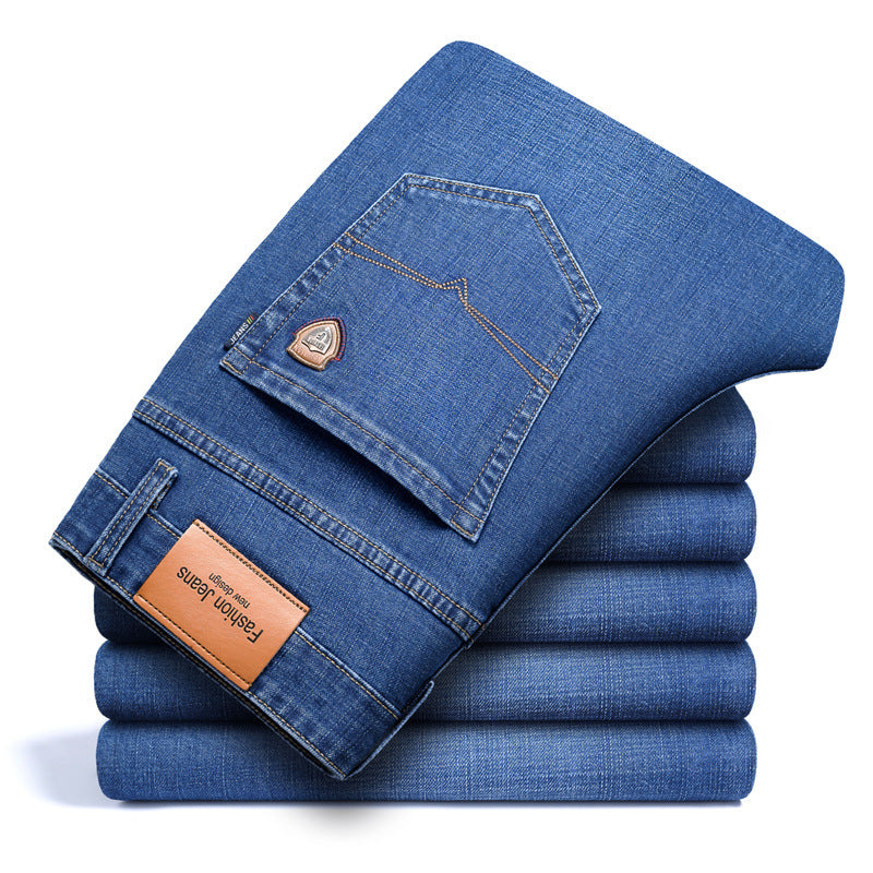 Fleece-lined Men's Loose Straight Plus Size Jeans - kinko