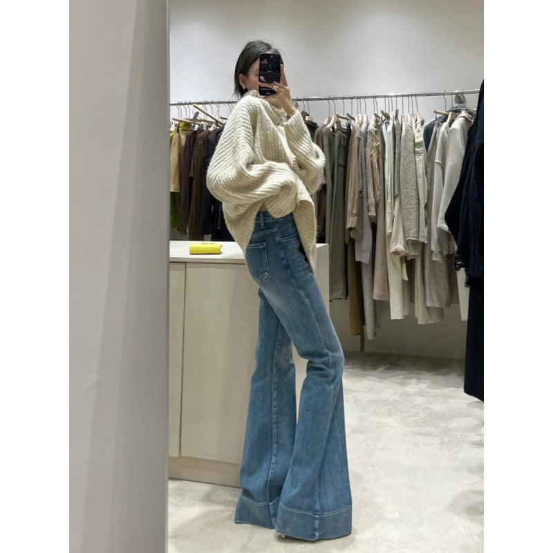 Loose Design High Waist Flared Jeans - kinko