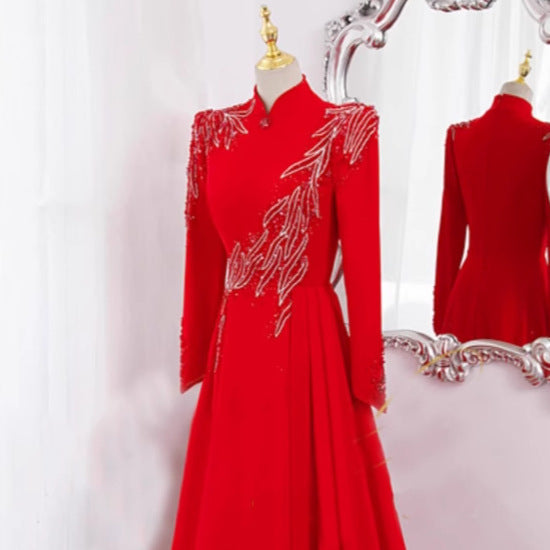 New Long Sleeve Formal Evening Party Dress - kinko