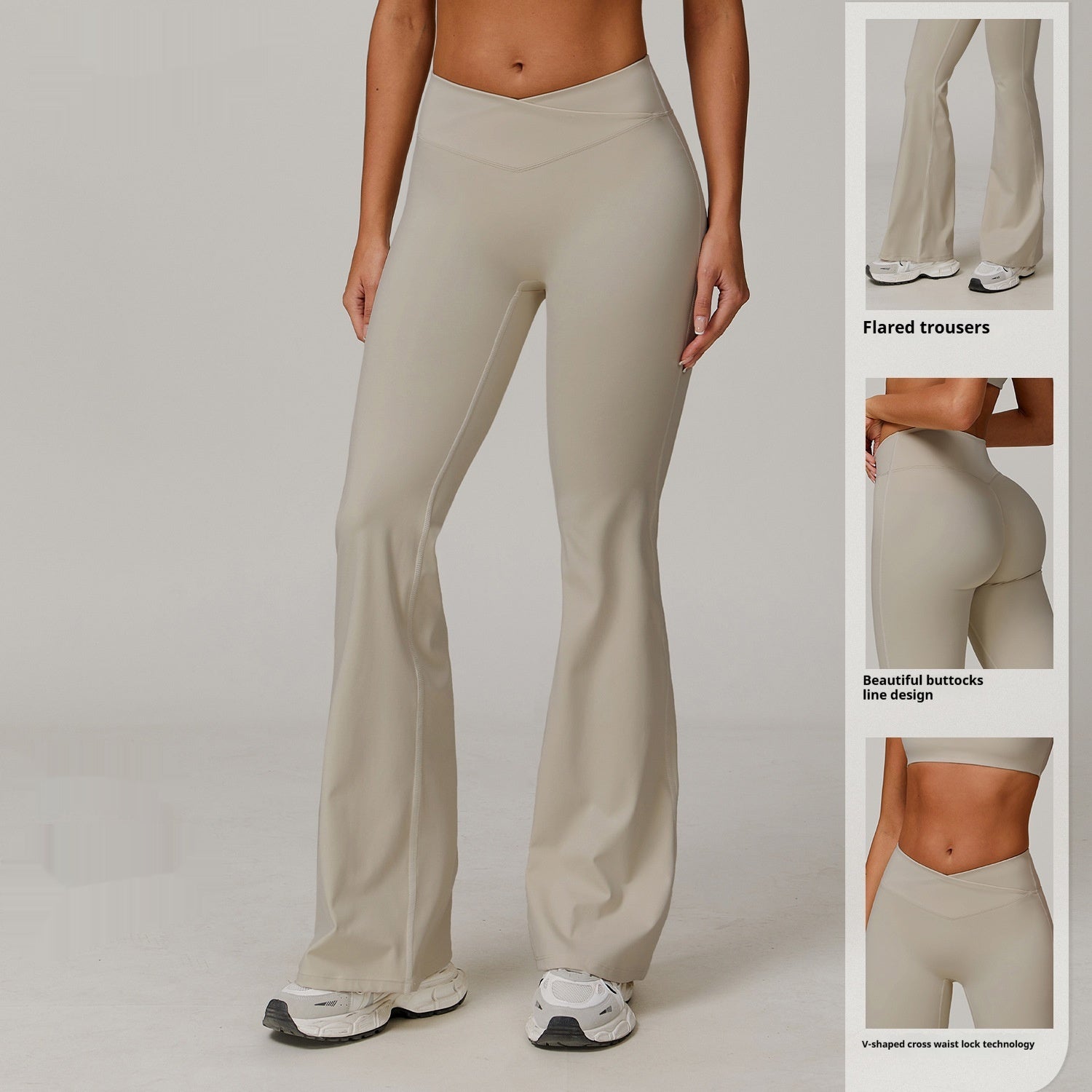 High Waist Running Sports And Leisure Skinny Versatile Bell-bottom Pants Women - kinko