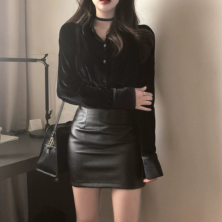 Ultra Sexy Sheath Pu Small Leather Tight Skirt - kinko