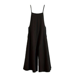 Plus Size Women's Solid Color Casual Jumpsuit - Sleeveless Romper With Pockets For Spring&Summer - kinko