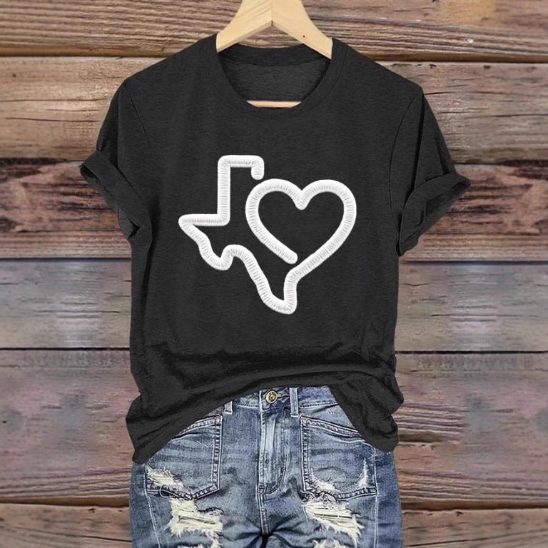 Short Sleeve T-shirt Printed Summer Fashion Tops - kinko