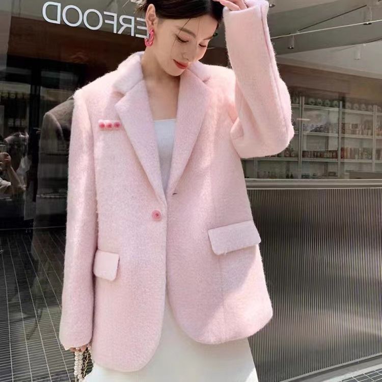 Gentle Sweet Polyester Mohair Blazer - kinko