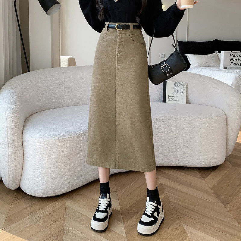 Skirt Retro High Waist A- Line Sheath Straight Skirt - kinko