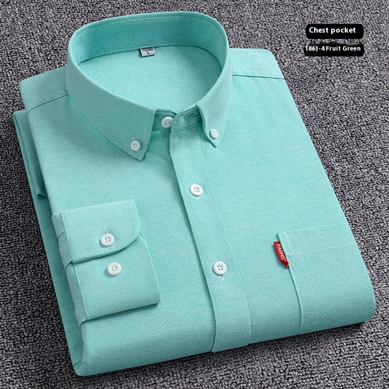 Pure Cotton Washed Oxford Woven Shirts Men - kinko
