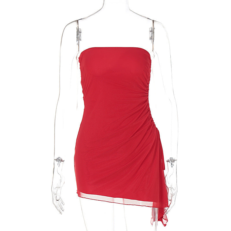 Y2K Tube-top Split Dress Summer Ins Fashion Backless Short Dresses For Women - kinko