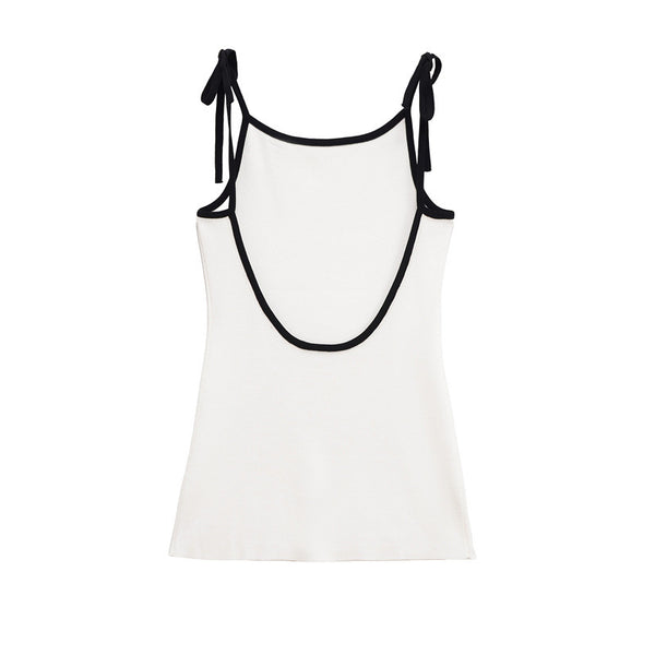 Female Fashion Color Contrast Bowknot Dress