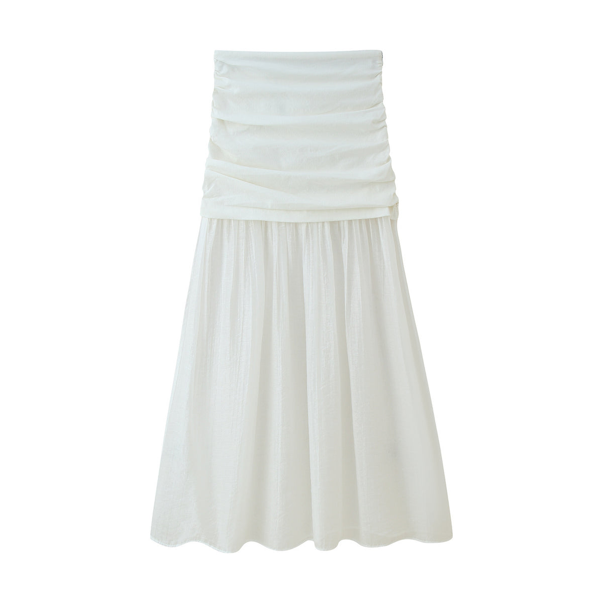 Summer Pleated Decorative Stitching Mid-waist Skirt - kinko