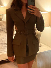 Cutout Open Back Lace-up Blazer - kinko