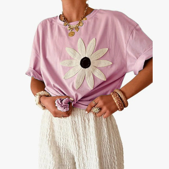 Round Neck Short-sleeved Top Women's - kinko