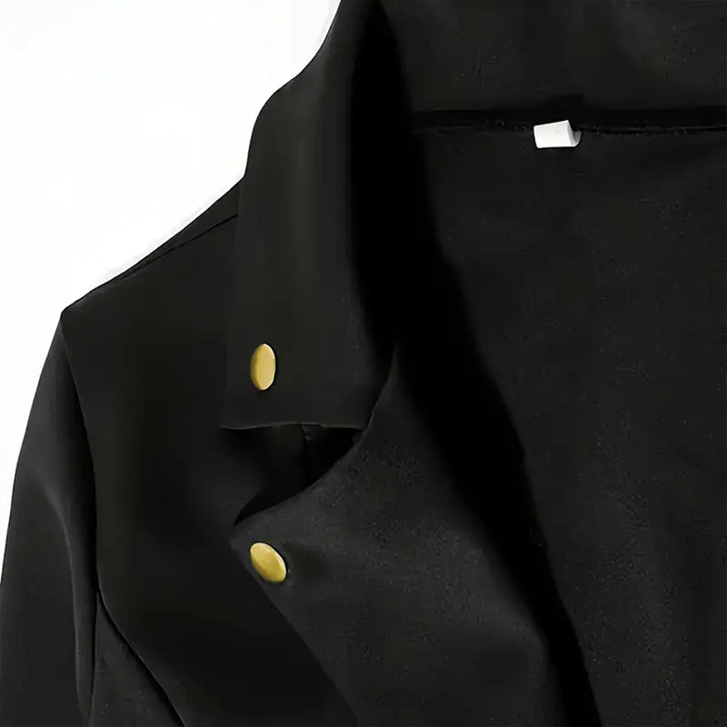 Women's Solid Color Notched Lapel Button-Down Short Blazer - Spring&Fall Fashion Jacket - kinko