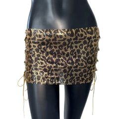 Miniskirt Metal Sequins Lace-up Skirt - kinko