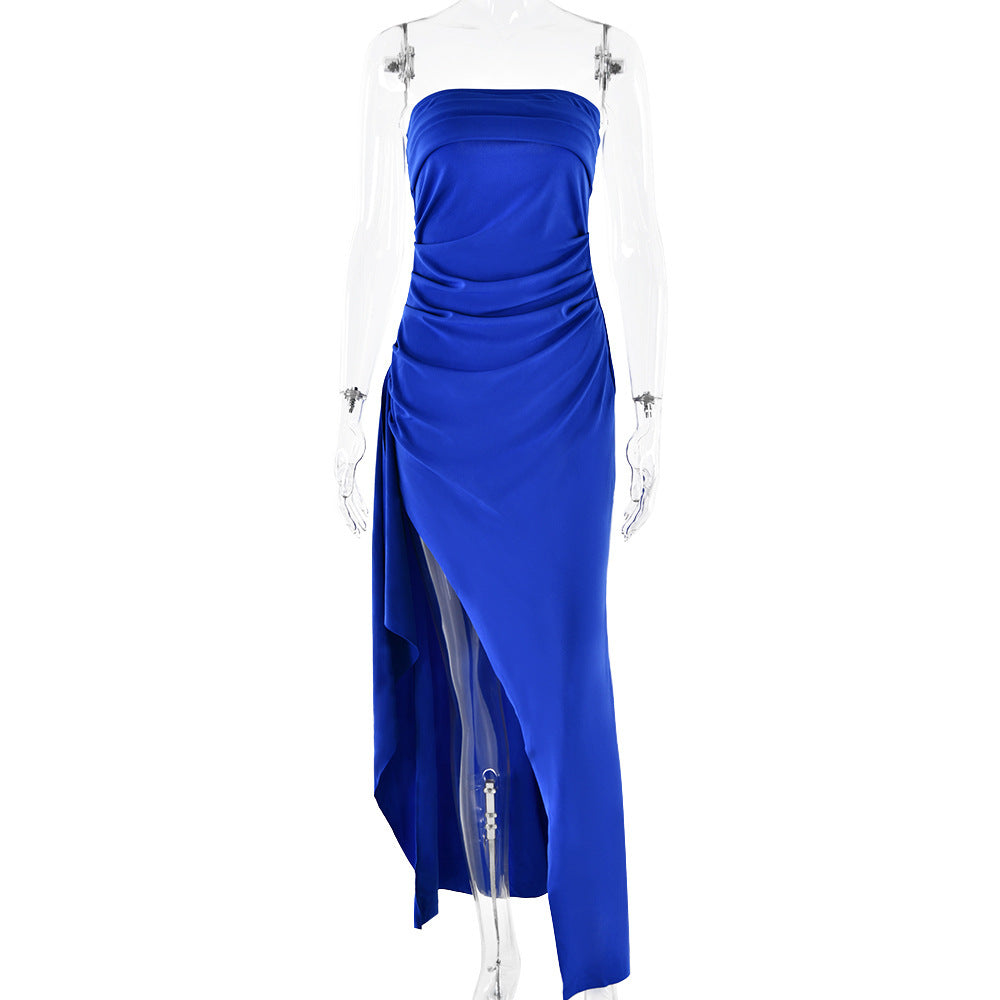 Evening Gown Women's One Neck Strapless Dress Fashionable And Sexy Backless High Slit Long Dress - kinko