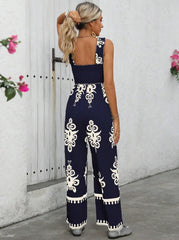 Women's Vacation Casual Sleeveless Printed Wide Leg Jumpsuit - kinko