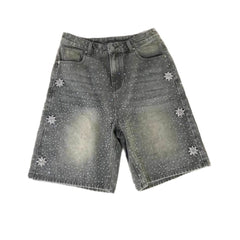 Hot Drilling Washed Denim Shorts - kinko