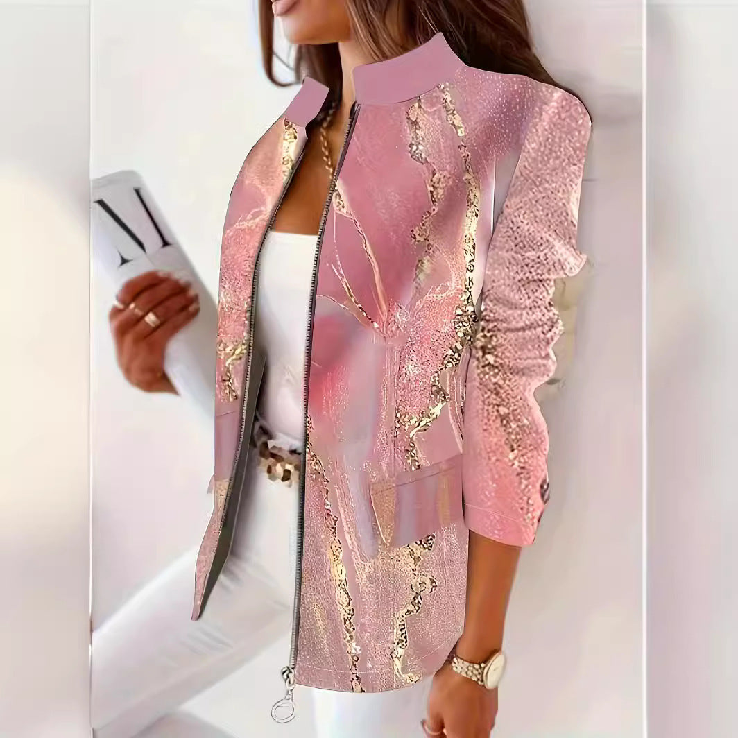 Marble Print Fashion Blazer - kinko