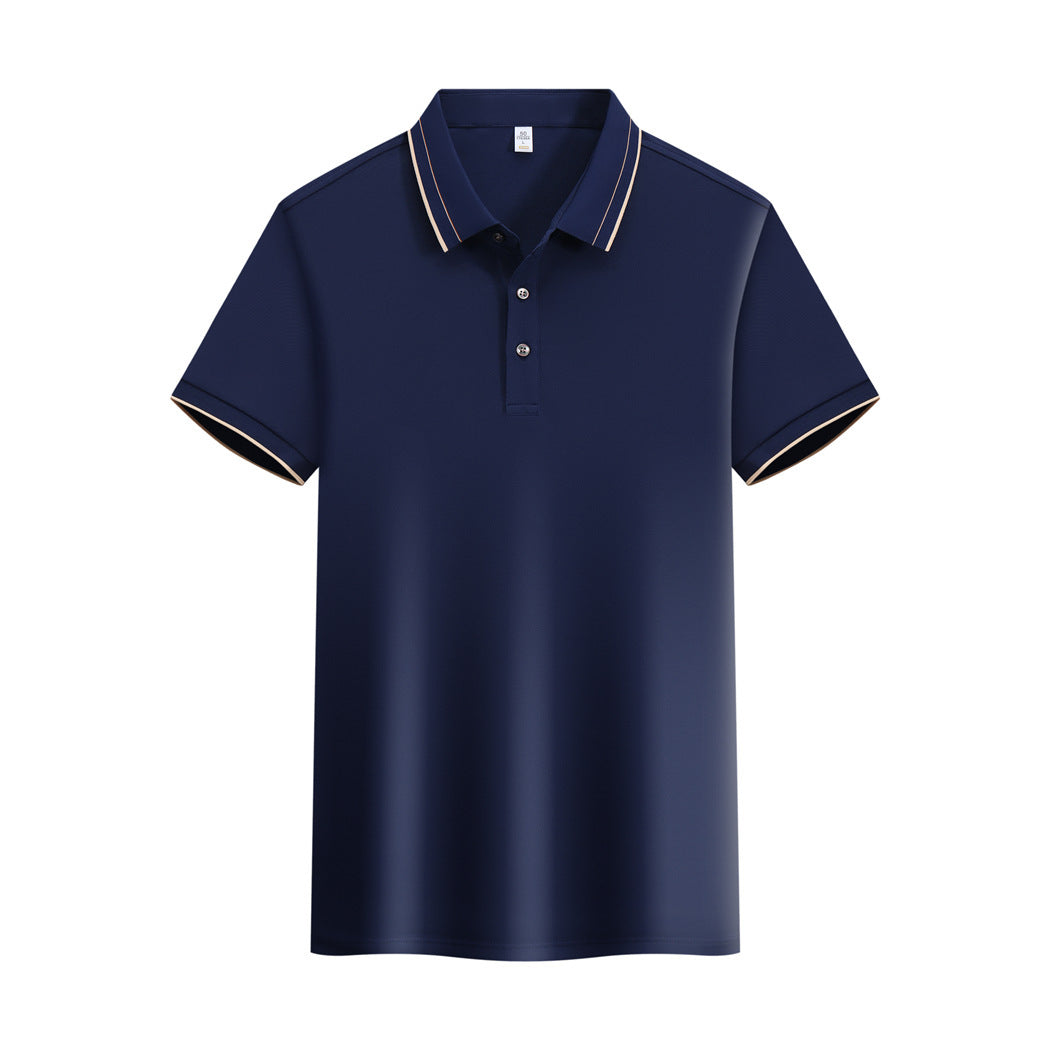 Ice Ion Mercerized Pearl Cotton Color Matching Collar Polo Shirt For Men And Women - kinko