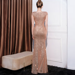 Sequined Slim Fit Slimming Long Dress Women - kinko
