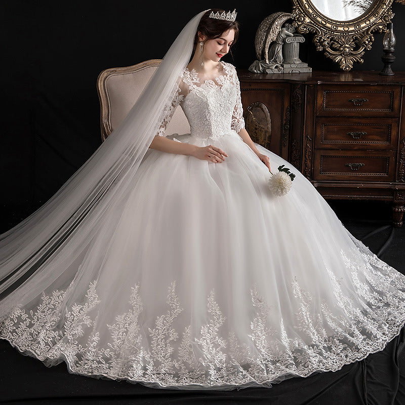 One-shoulder Dream Slim Sleeve Lace Bride - kinko