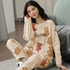 2 Piece Lounge Sets Pajamas Set Women Cute Cartoon Print Sleepwear