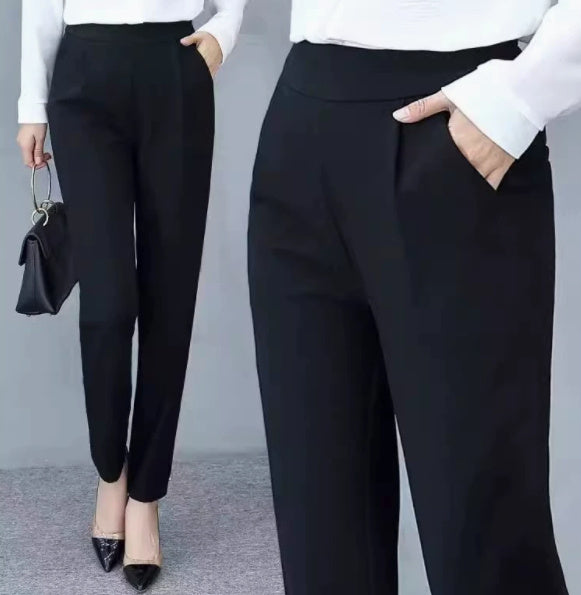 Tight-waisted Thin, Loose Slimming Large-sized 9-inch Harem Pants - kinko