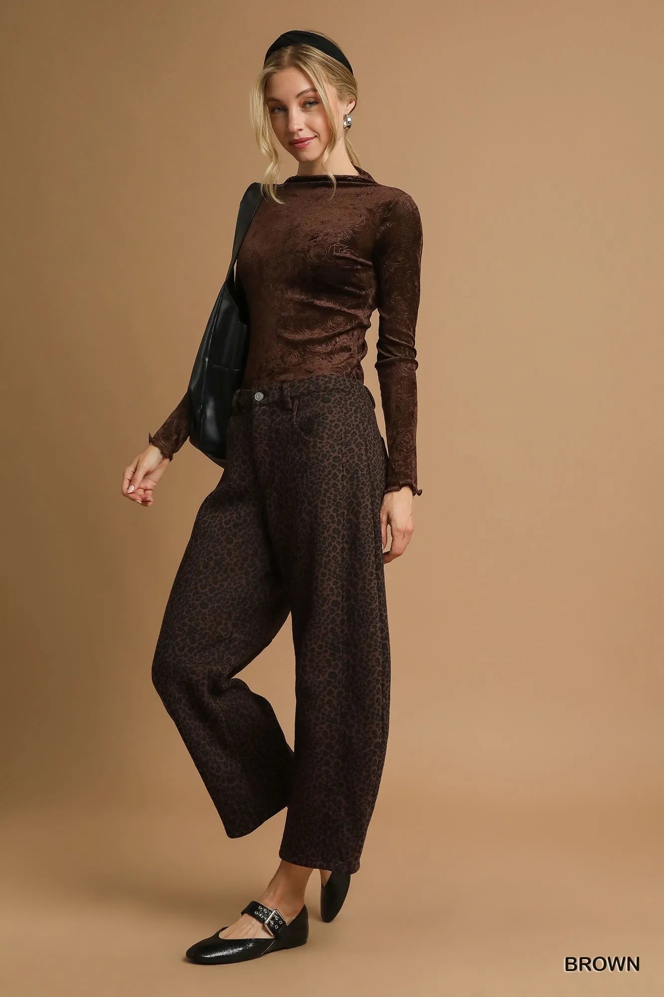 Umgee Leopard Print Wide Leg Pants - kinko