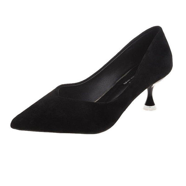 Single Mid-heel Suede Soft-soled High-heeled Shoes